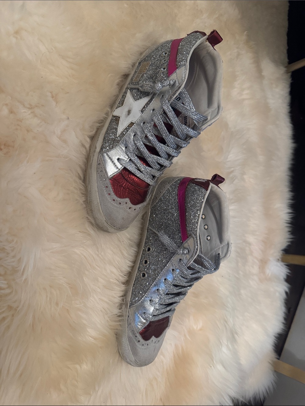 Golden Goose Silver and Red Women's Sneakers - Picture 2 of 4